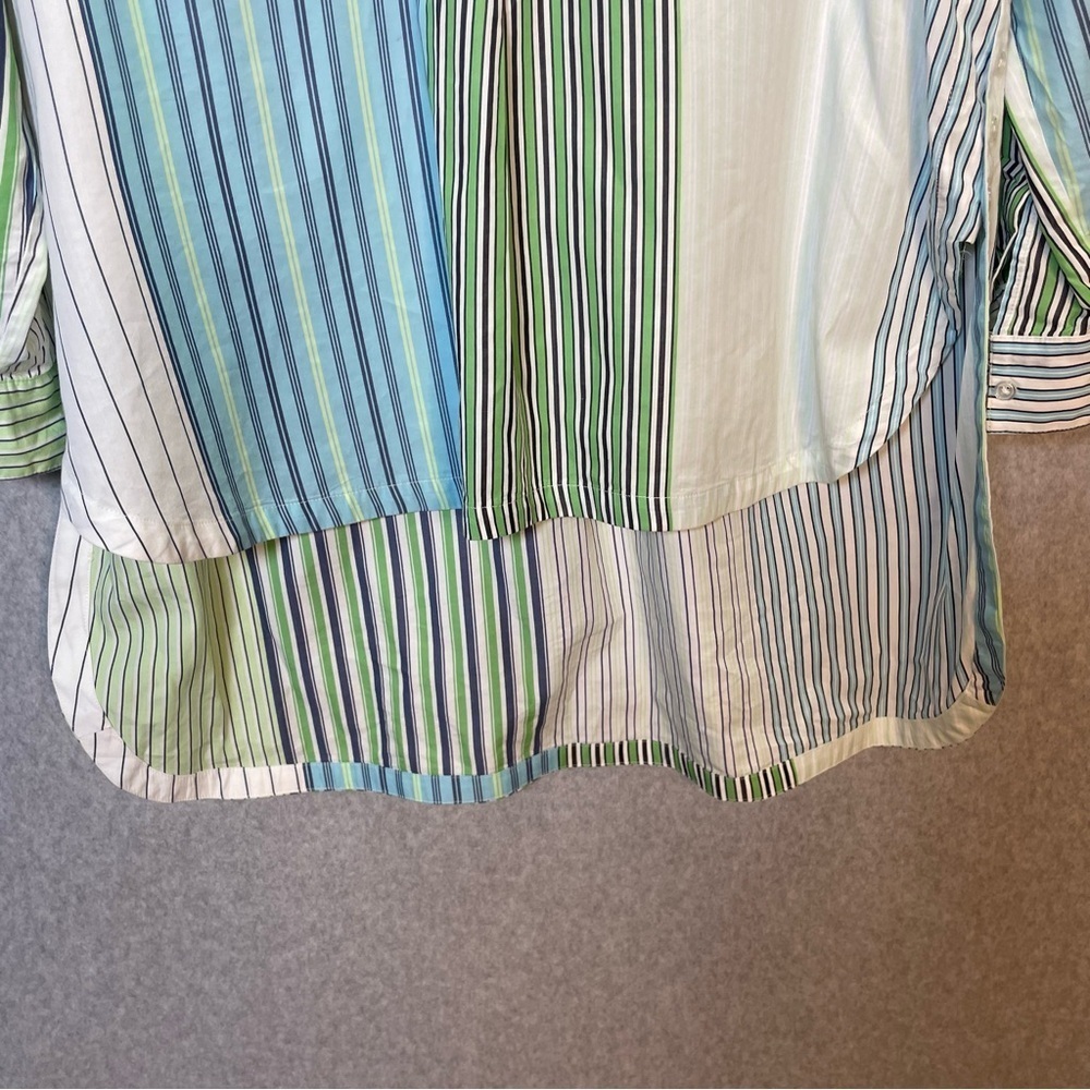 Anthropologie Maeve Oversized Button Down Stripe Alix Henley Pop Over Top - Picture 7 of 11